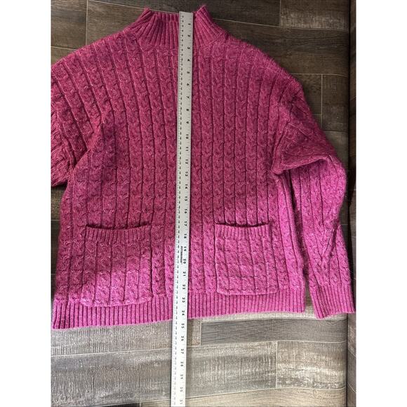 St.John’s Bay cable knit chunky sweater Pink,‎ size Petite Large (PL) - Picture 6 of 8